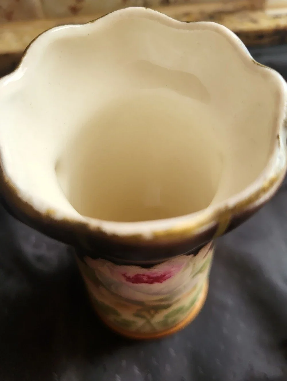 Stamped Cechalovakia 5.25 Inch Hanfpainted Rose Vase
